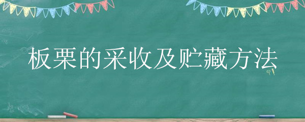 板栗的采收及贮藏方法