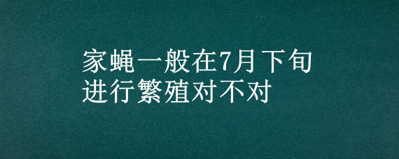 家蝇一般在7月下旬进行繁殖对不对"