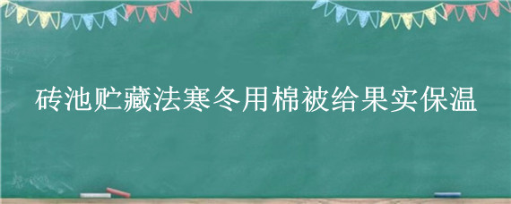 砖池贮藏法寒冬用棉被给果实保温