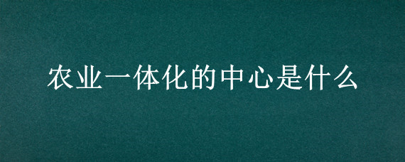 农业一体化的中心是什么