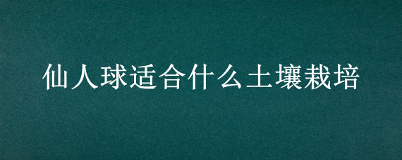 仙人球适合什么土壤栽培