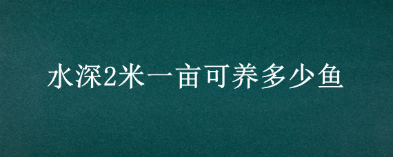 水深2米一亩可养多少鱼