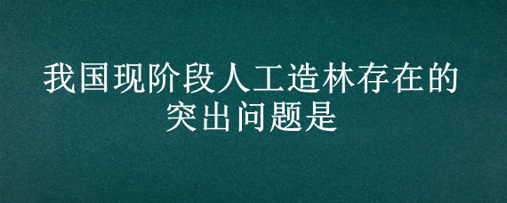 我国现阶段人工造林存在的突出问题是"