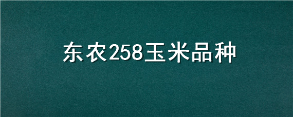 东农258玉米品种