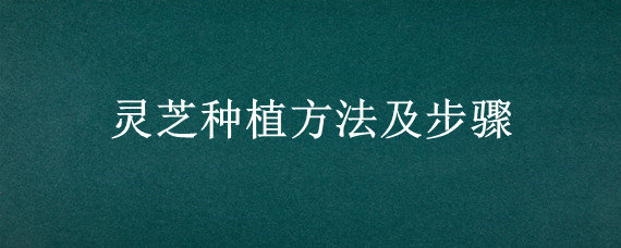 灵芝种植方法及步骤