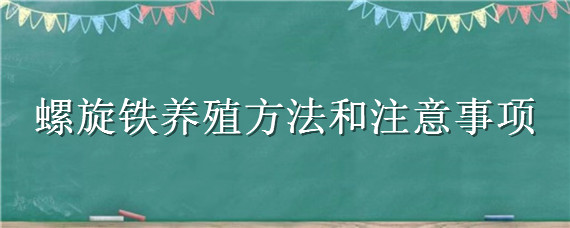 螺旋铁养殖方法和注意事项