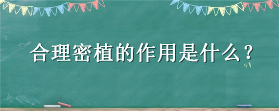 合理密植的作用是什么