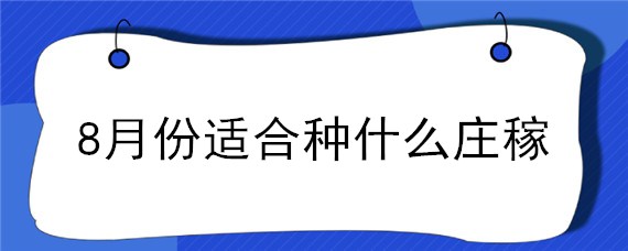 8月份适合种什么庄稼