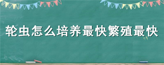 轮虫怎么培养最快繁殖最快"