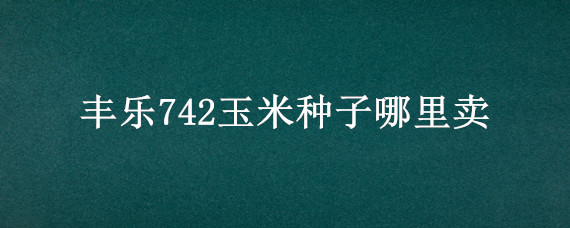 丰乐742玉米种子哪里卖