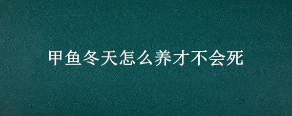 甲鱼冬天怎么养才不会死