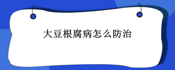 大豆根腐病怎么防治"