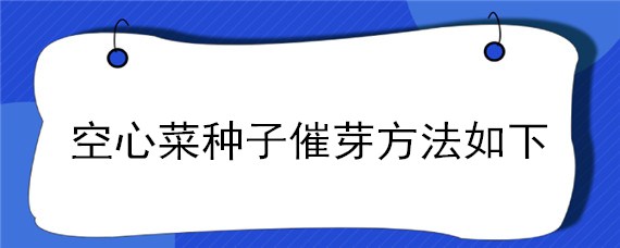 空心菜种子催芽方法如下